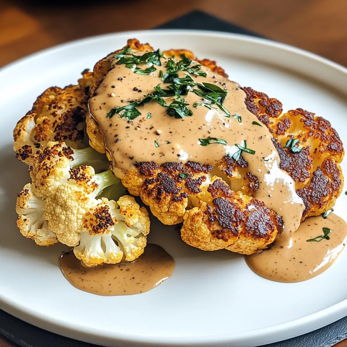 Blumenkohlsteak mit Pfefferrahmsauce egqkul