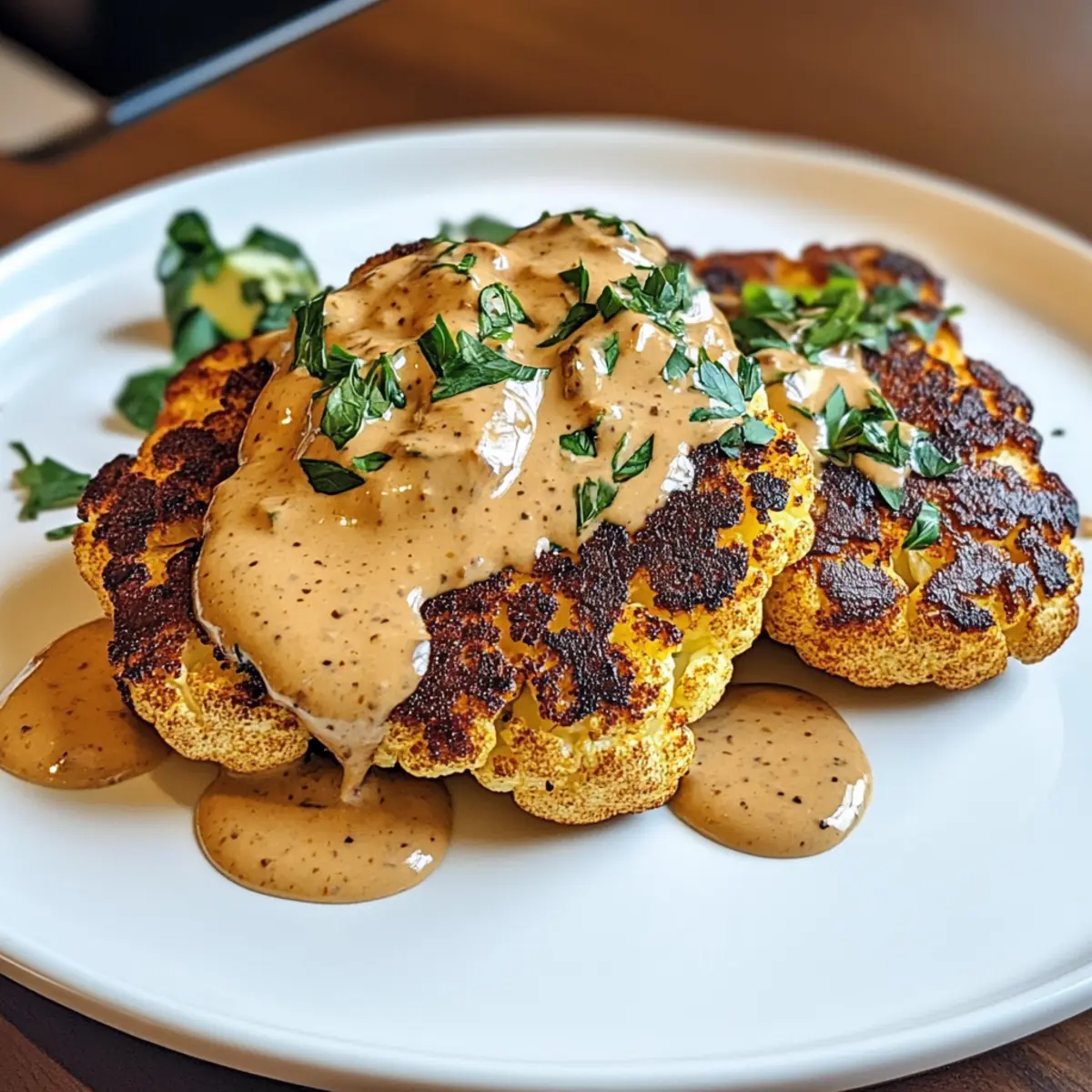 Blumenkohlsteak mit Pfefferrahmsauce qv4njr