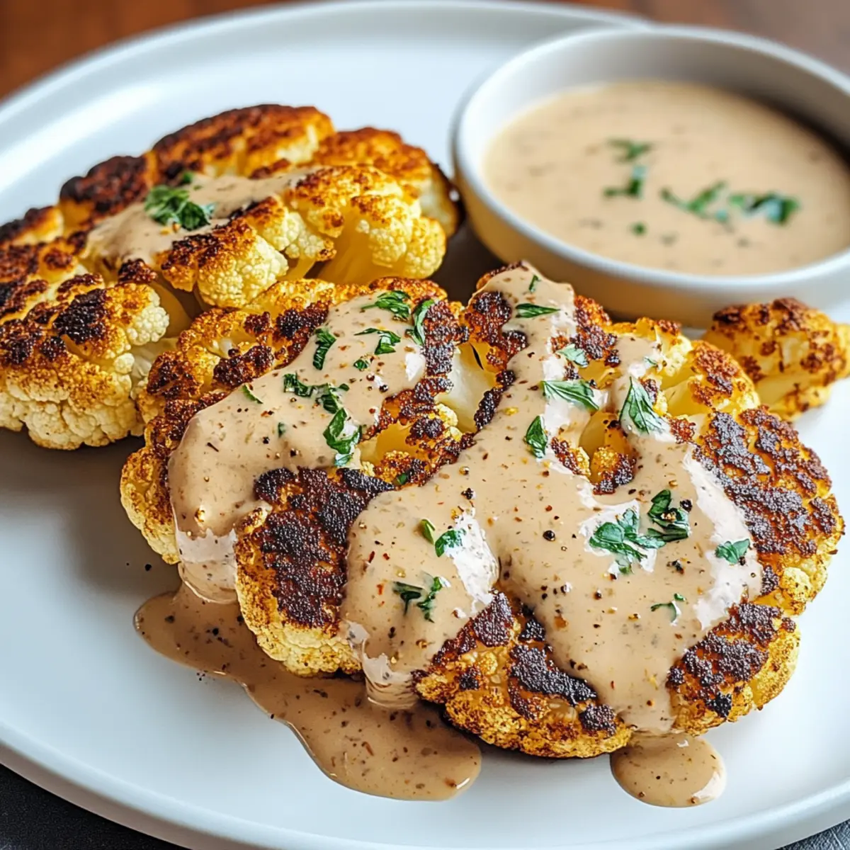 Blumenkohlsteak mit Pfefferrahmsauce