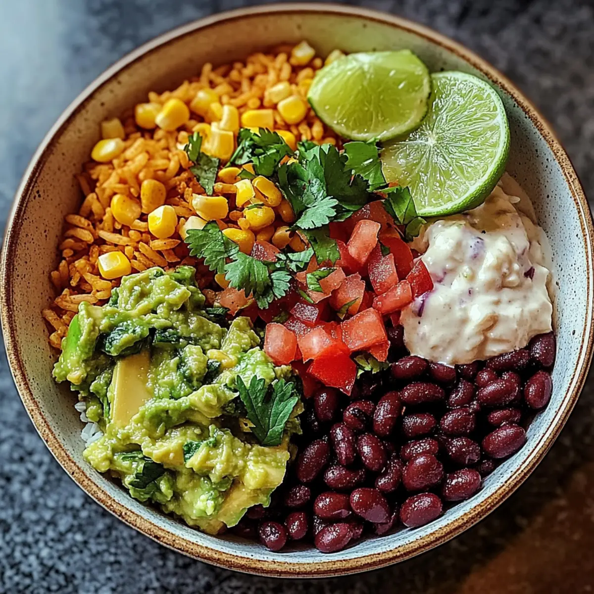 Bunte Burrito-Schüssel