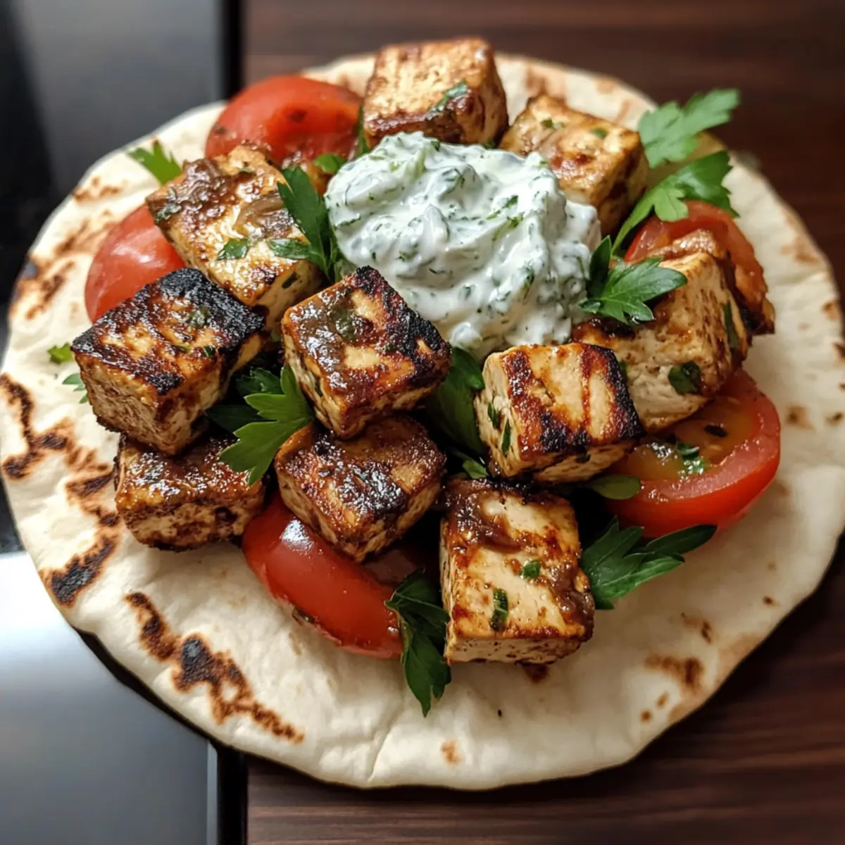 Einfache vegane Tofu-Souvlaki