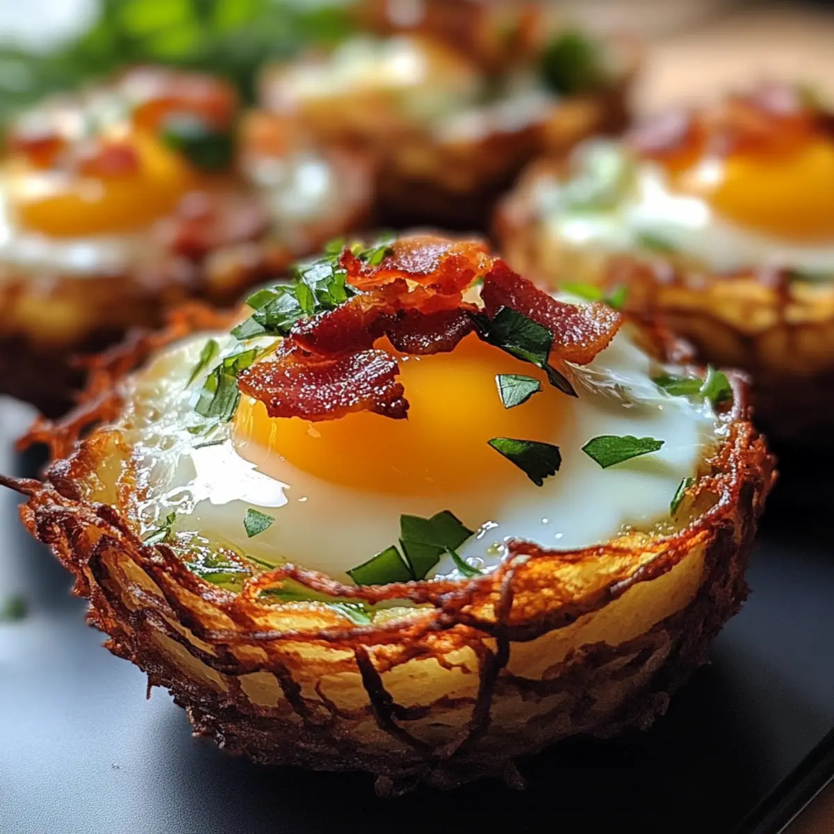 Eier in knusprigen Rösti-Körbchen