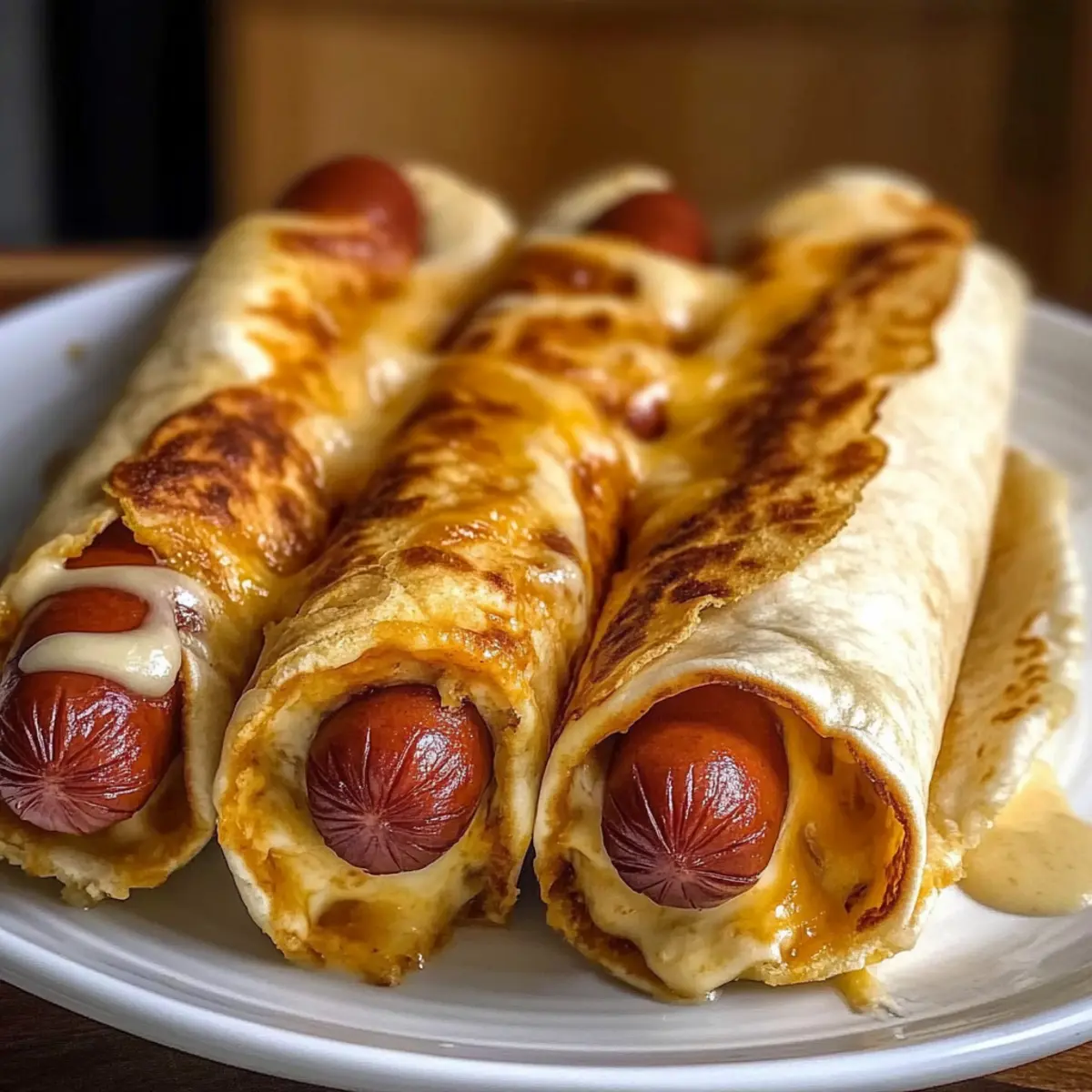 Gebackene Hot Dogs in Tortilla