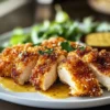 Chicken with pretzel crust and honey mustard sauce