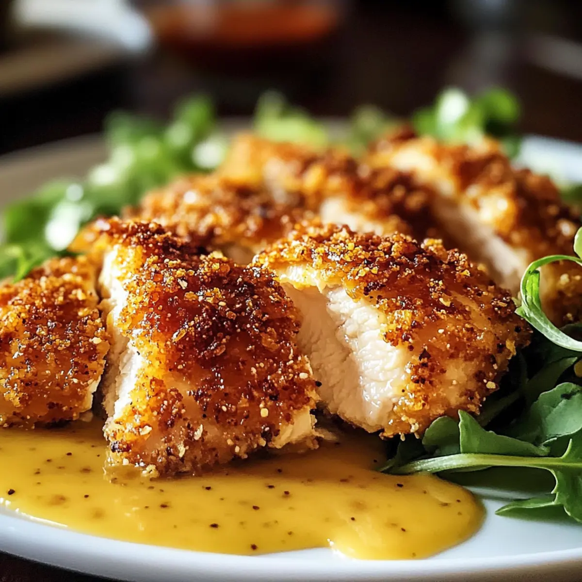 HA¤hnchen mit Brezelkruste und Honig Senf Sauce poljql