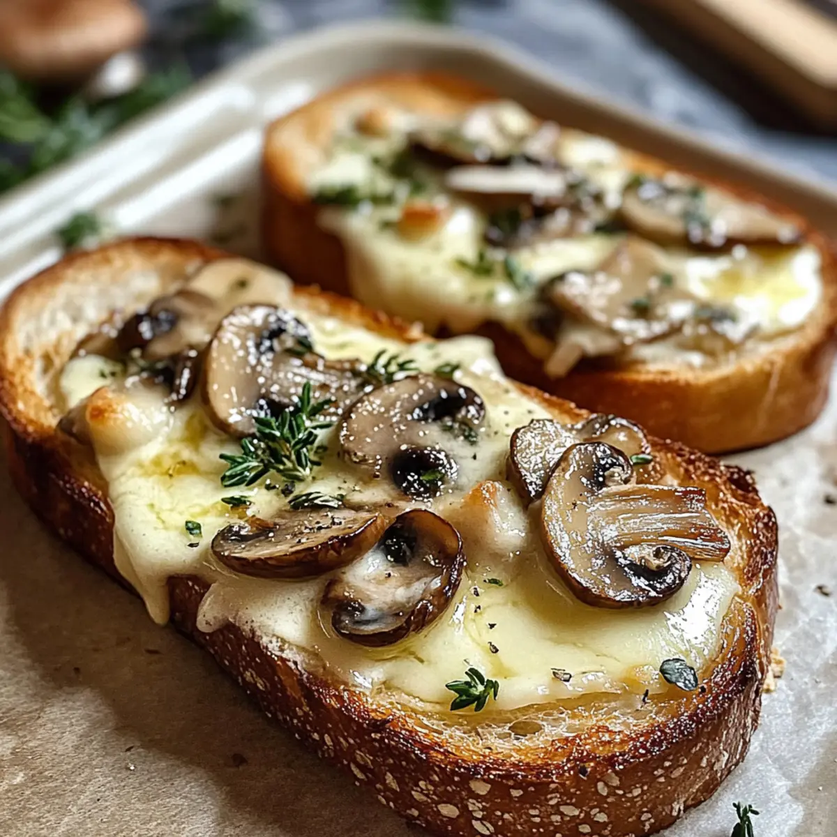 Knusprige Käse-Champignon-Knoblauch-Toasts – Einfach & Lecker