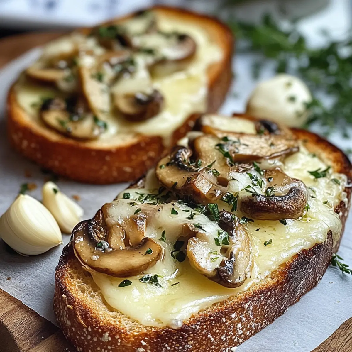 Crispy Cheese Mushroom Garlic Toasts