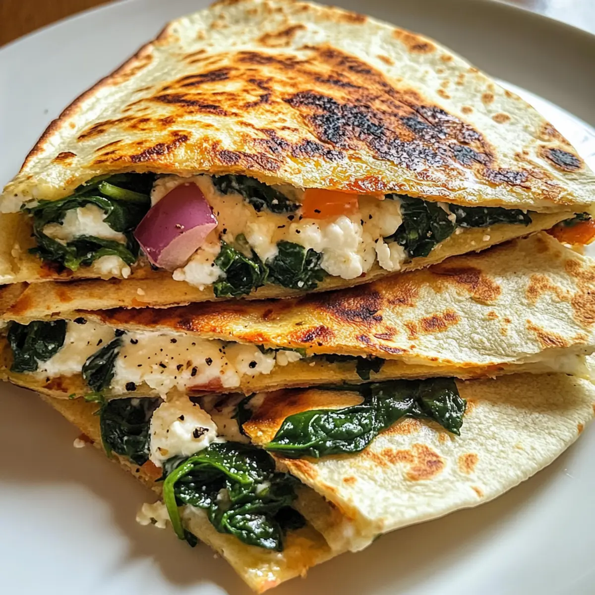 Mediterranean Quesadillas with Spinach Feta Mozzarella and Red Onion hedhnn