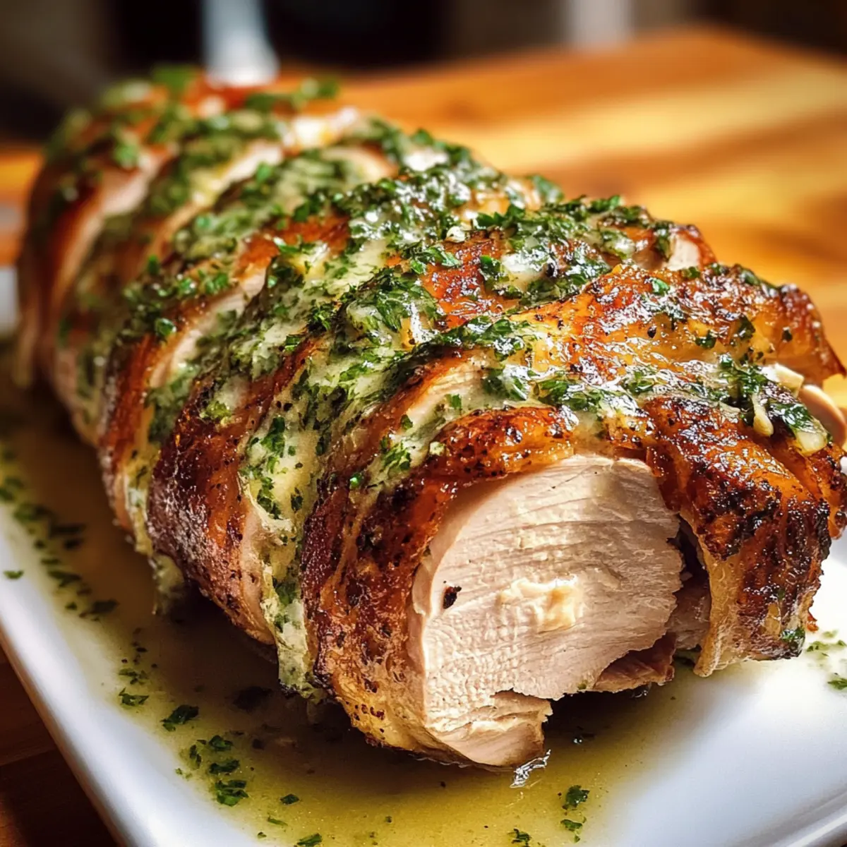 Putenrollbraten mit Zitronig frischer Petersilien Creme Sauce juuqmo