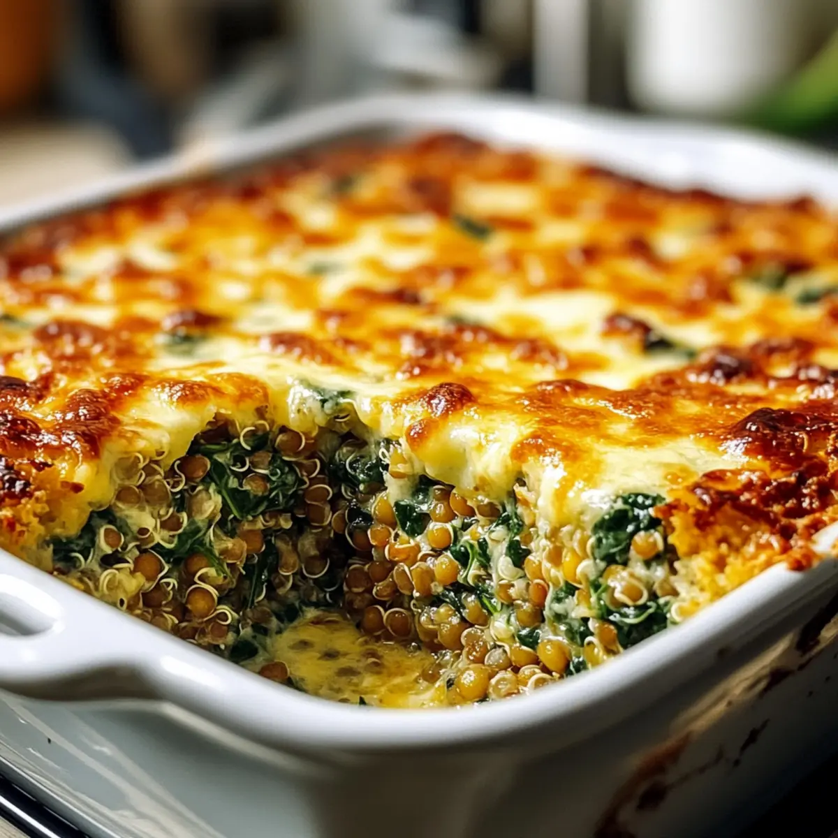 Quinoa & Linsen Spinat-Auflauf