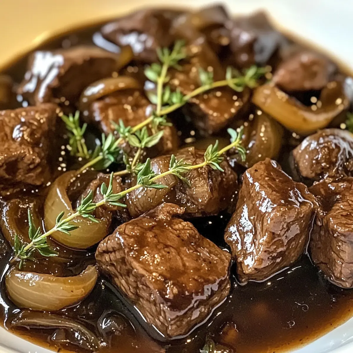 Rindfleisch Balsamico-Zwiebel-Sauce