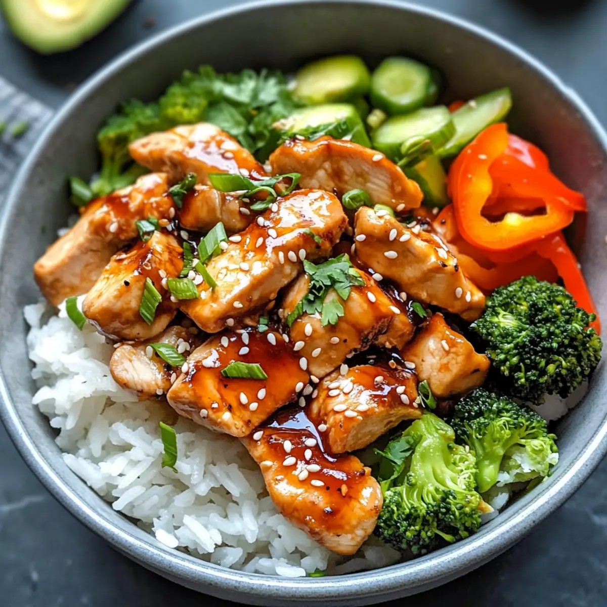 Scharfe Honig-Ingwer-Hühnchen-Bowl