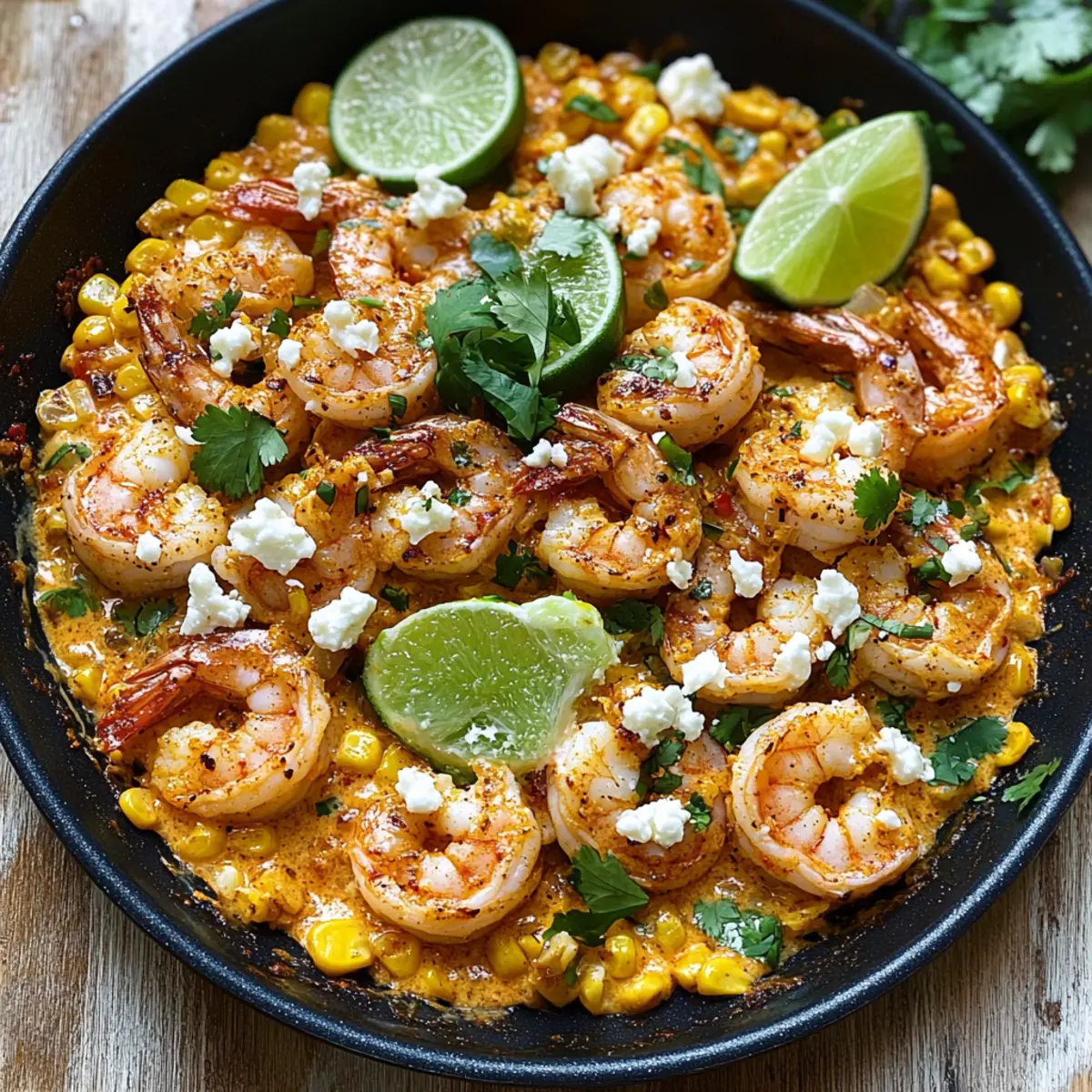 Garnelen und Sahnemais