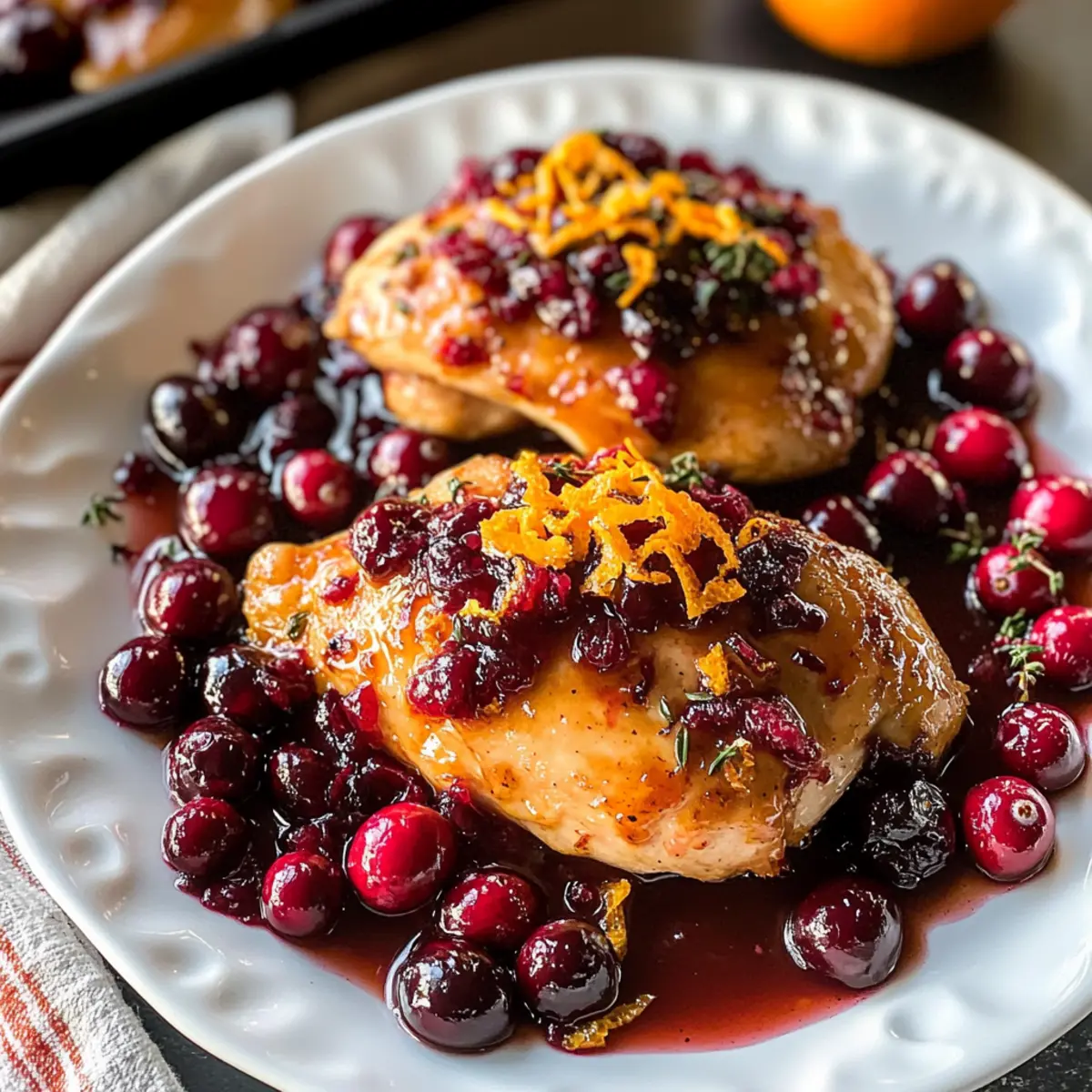 Pfannen-Preiselbeer-Orange-Hühnchen Rezept