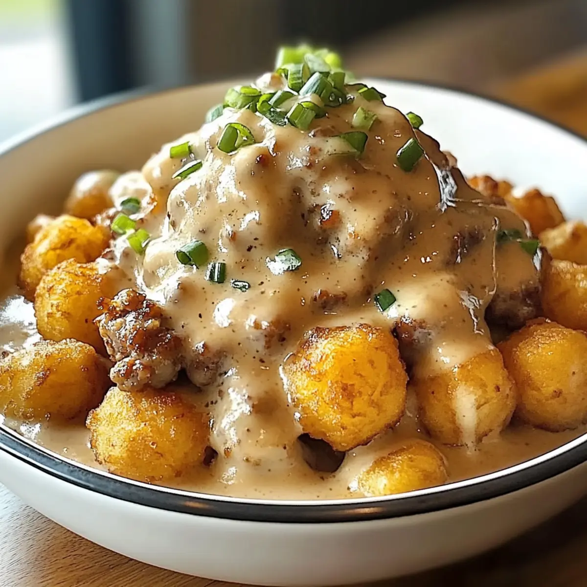 Tater Tot Breakfast Bowl with Sausage Gravy rnrhsi