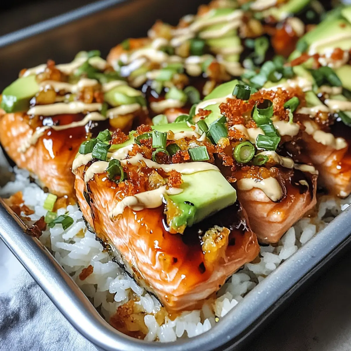 Teriyaki Salmon Sushi Bake ioywmt