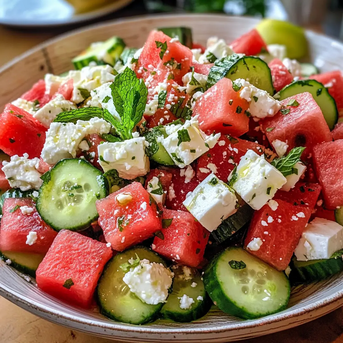 Wassermelone + Gurke + Feta-Salat