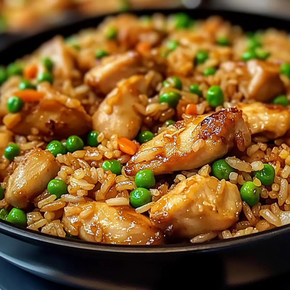 knuspriger gebratener Reis mit Knoblauchhähnchen