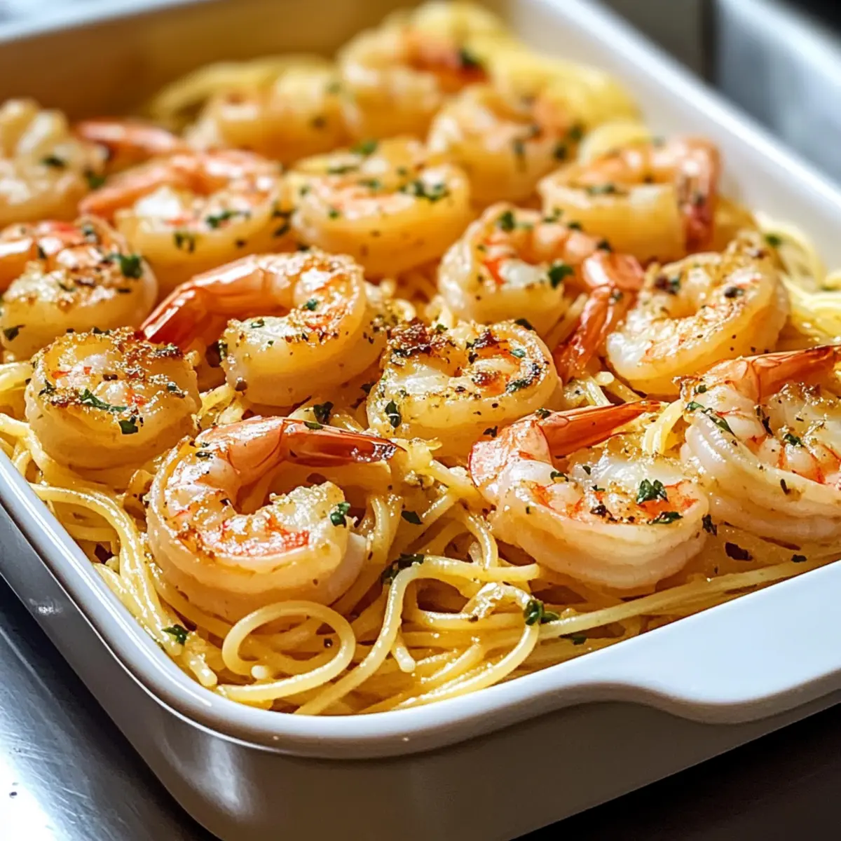 Gebackene Garnelen Scampi Rezept Zutaten: - 500g Garnelen, geschält und entdarmt - 4 Knoblauchzehen, gehackt - 100g Butter - 100ml Weißwein - 1 Zitrone, Saft und Schale - 1 Teelöffel Paprika - Salz und Pfeffer nach Geschmack - Frische Petersilie, gehackt - 200g Spaghetti oder Linguine Anleitung: 1. Ofen auf 200°C vorheizen. 2. In einer Pfanne Butter schmelzen und den Knoblauch anbraten. 3. Garnelen hinzufügen und kurz anbraten. 4. Weißwein, Zitronensaft, Zitronenschale, Paprika, Salz und Pfeffer hinzufügen. 5. Mischung in eine Auflaufform geben. 6. Im Ofen 10-12 Minuten backen, bis die Garnelen gar sind. 7. Mit Petersilie bestreuen und mit Spaghetti oder Linguine servieren.