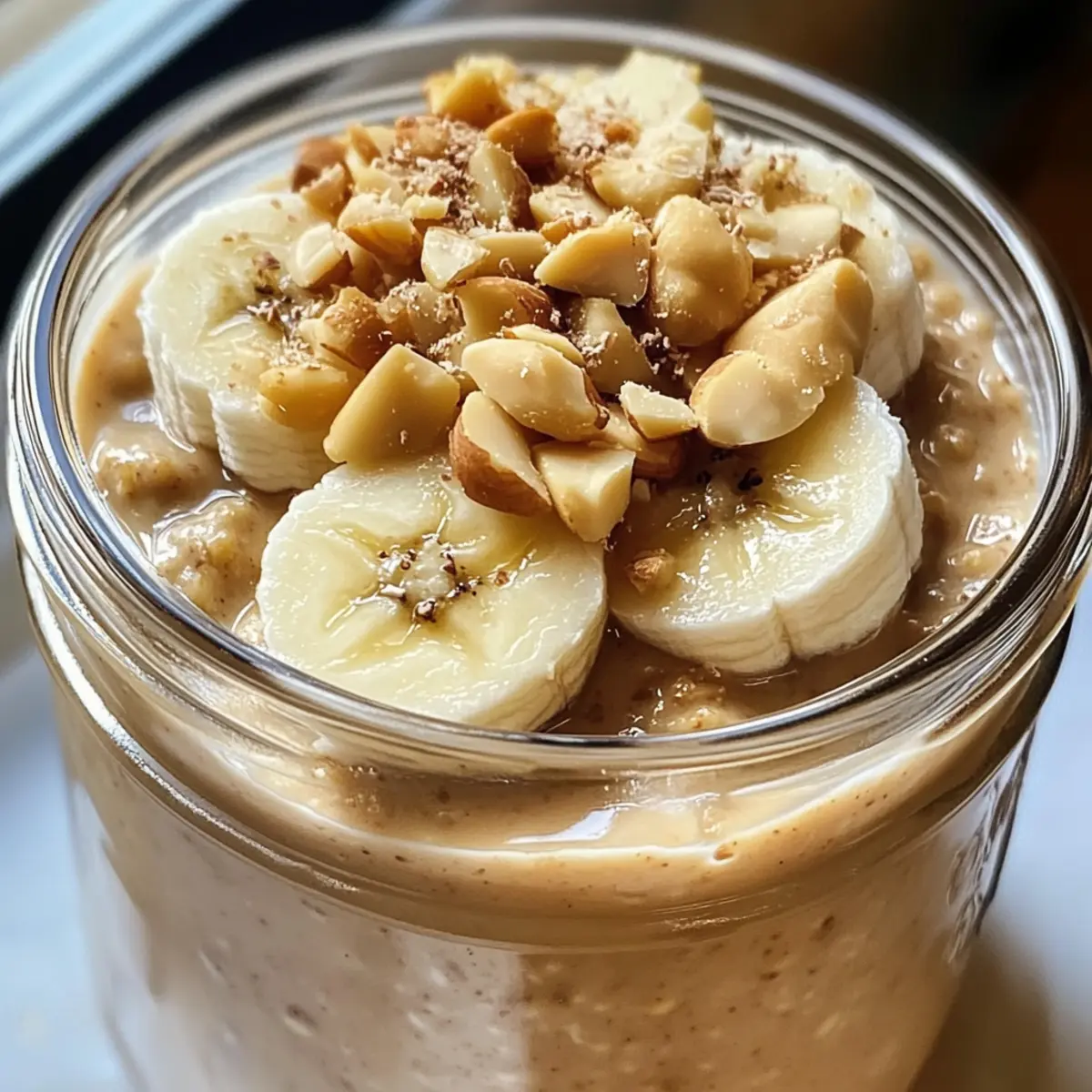 Bananen-Erdnussbutter Übernacht-Haferflocken