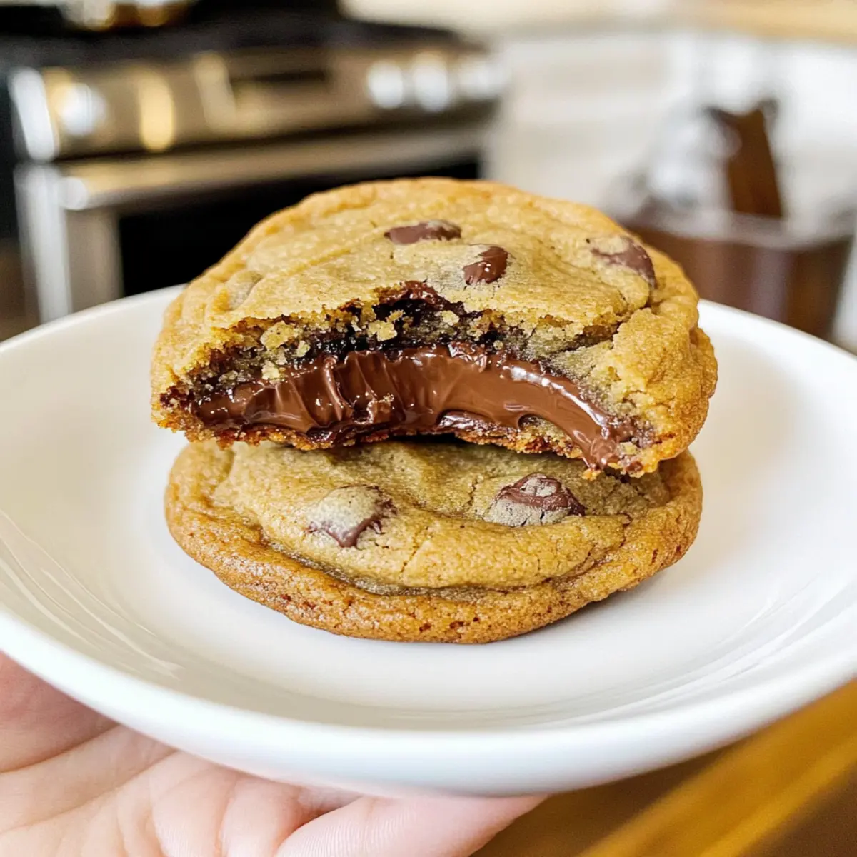 Braune Butter Nutella Schokoladenstückchen Kekse