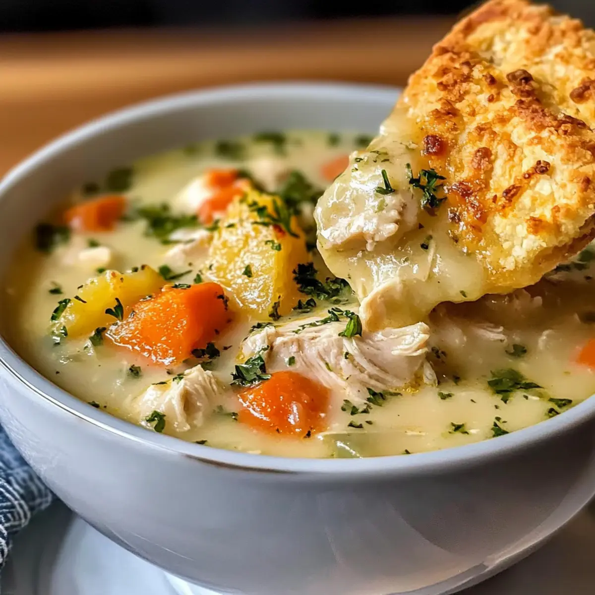 Chicken Pot Pie Soup with Cheddar Parsley Crust Dippers Recipe fmuulp