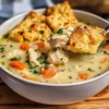 Hühnertopf-Suppe mit Cheddar-Petersilienkrustendippers Rezept
