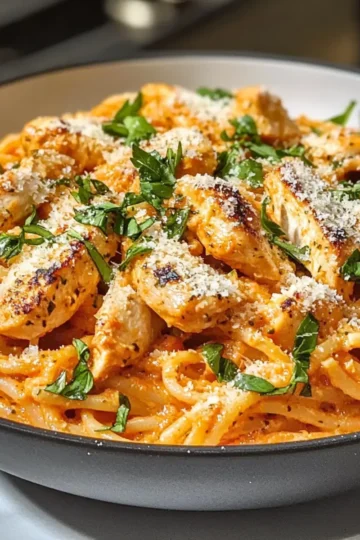 Cremige Tomaten-Hühnchen-Pasta – Schnelles & Bequemes Abendessen unter der Woche