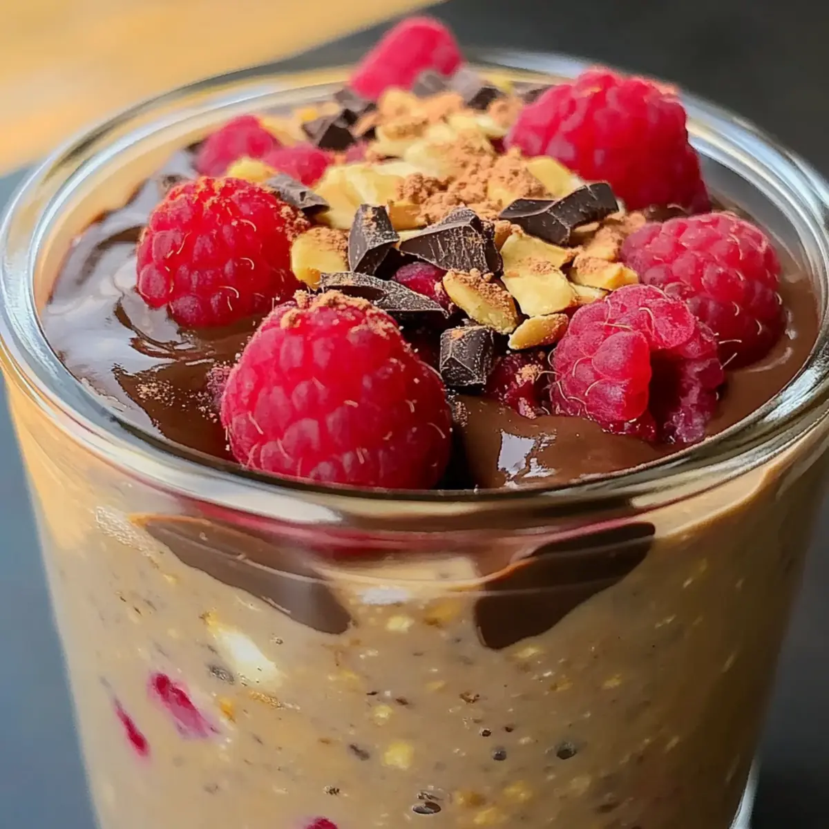 Erdnussbutter Himbeere Schokolade Übernacht Haferflocken