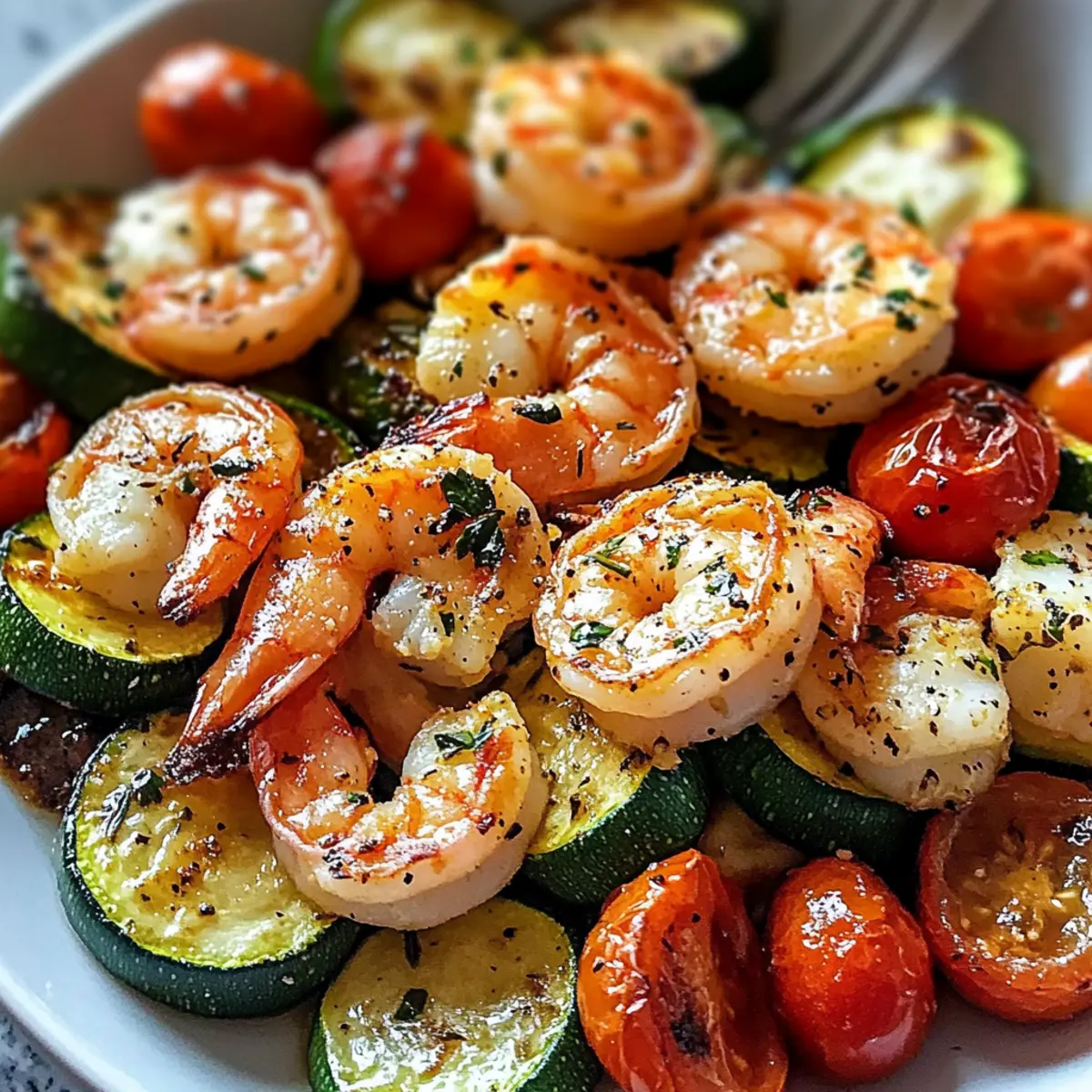 Knoblauch Parmesan Blechpfannen Garnelen mit Zucchini Rezept