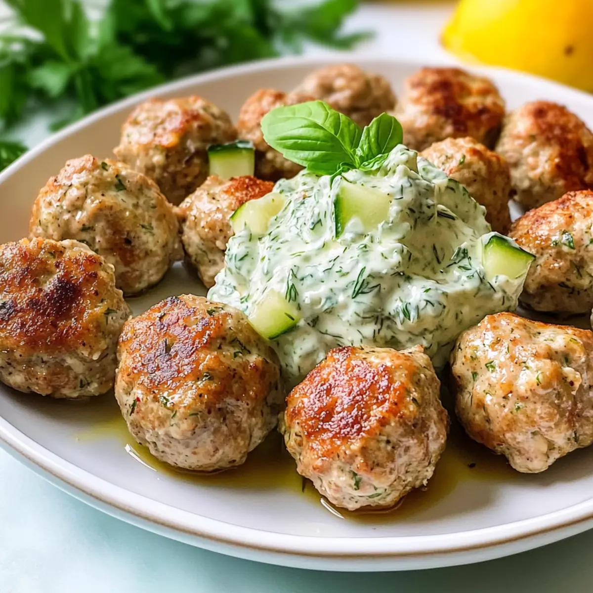 Greek Chicken Meatballs with Tzatziki Sauce Recipe azsue1