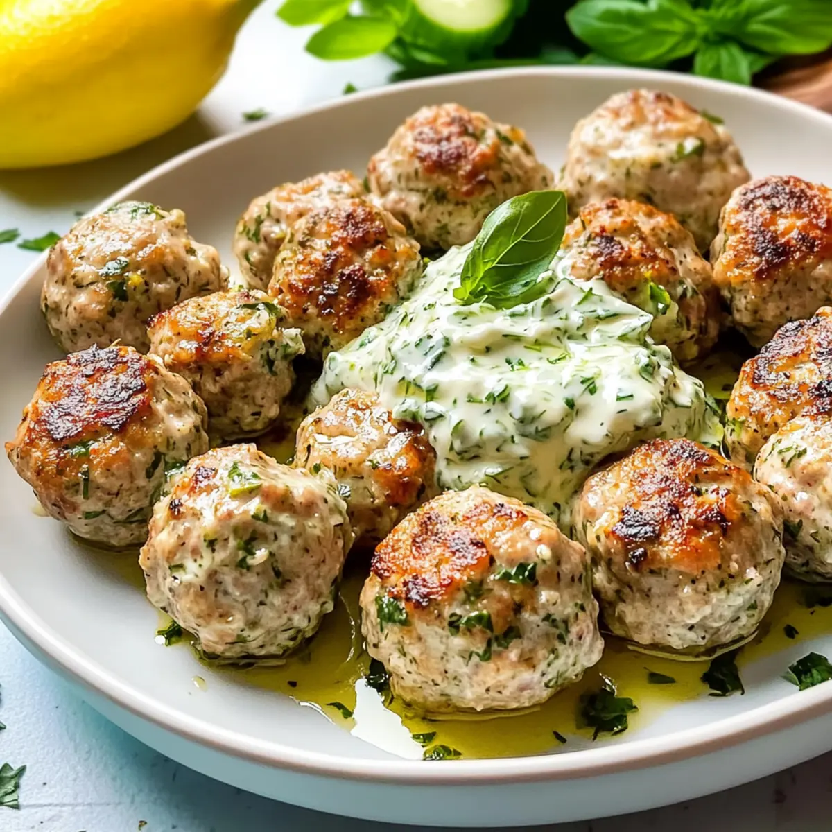 Griechische Hähnchenfrikadellen mit Tzatziki-Sauce Rezept