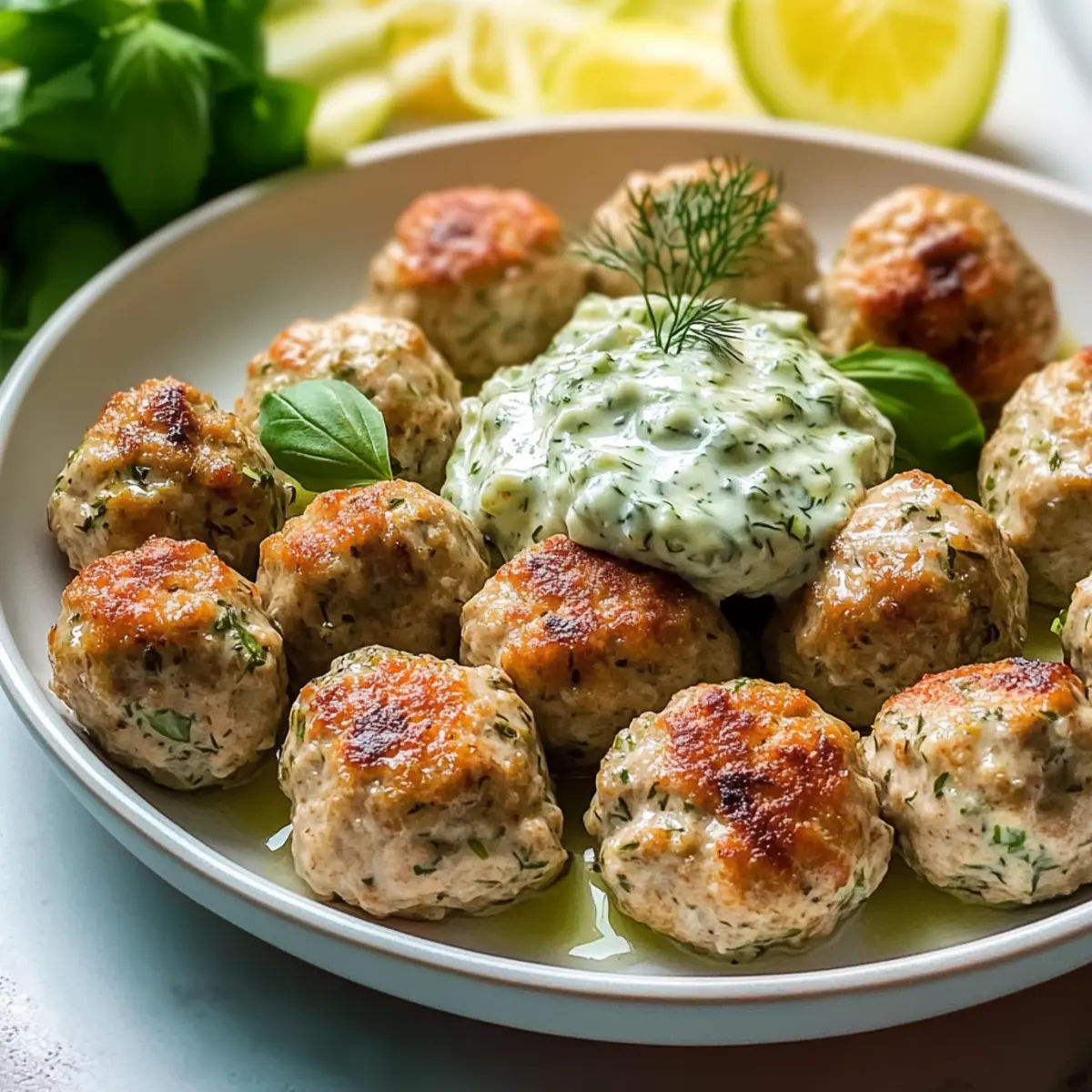 Greek Chicken Meatballs with Tzatziki Sauce Recipe ttr6pz