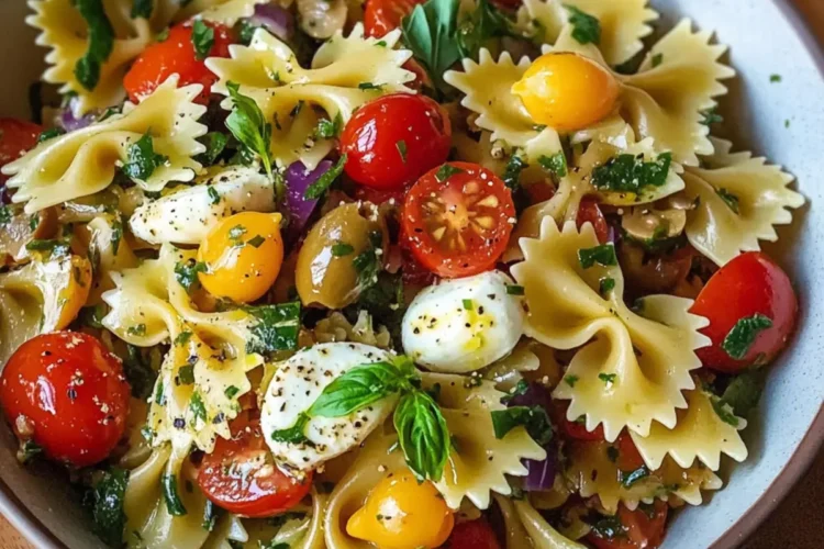 Italienischer Schleifenpasta-Salat – Ein farbenfroher Klassiker, der vor frischem Geschmack sprüht