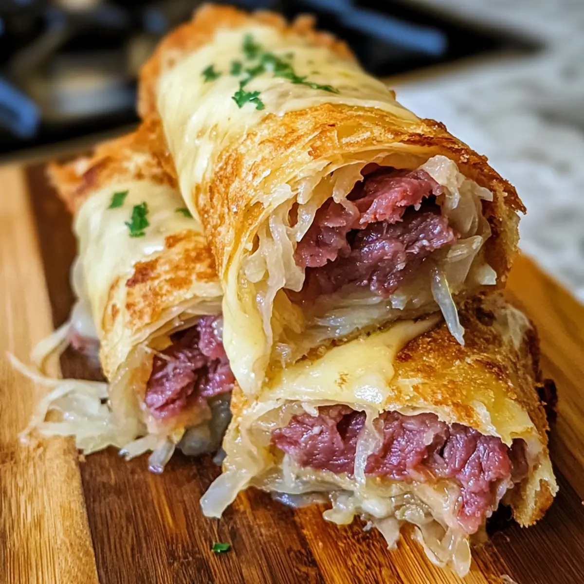 Keto Crispy Reuben Roll