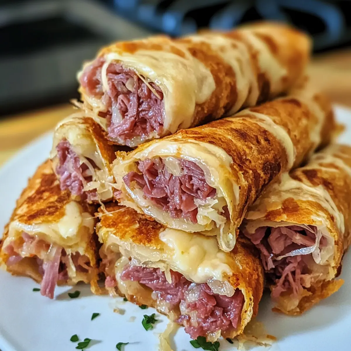 Keto Knusprige Reuben Roll-Ups