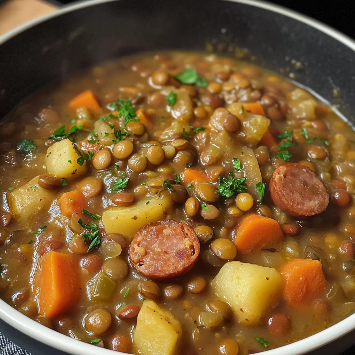 Linseneintopf mit WA¼rstchen p0owmt
