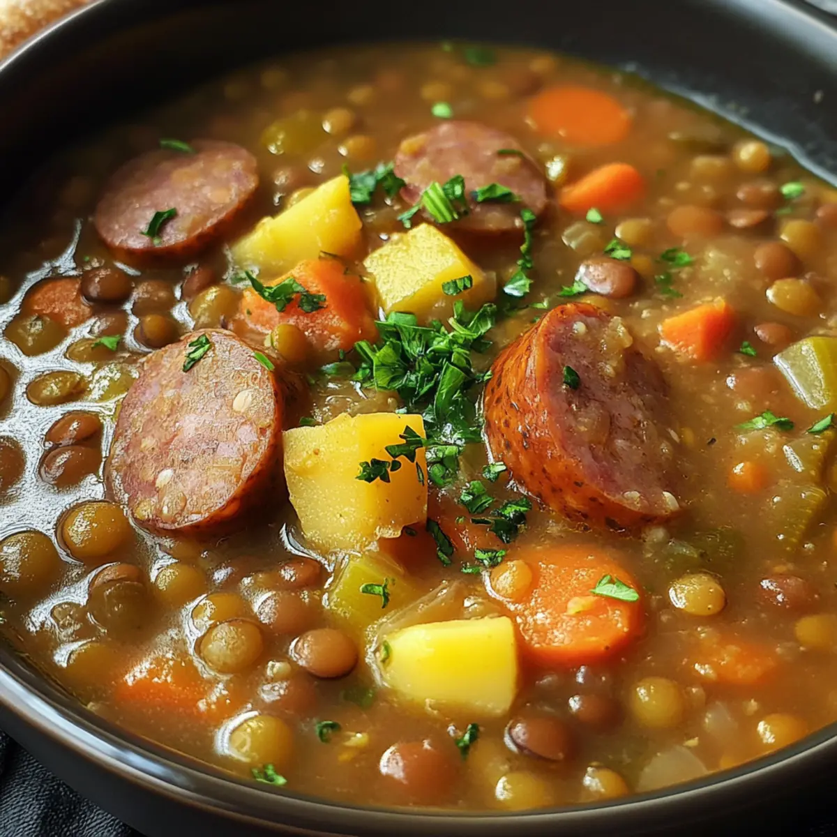 Linseneintopf mit WA¼rstchen vizwfg