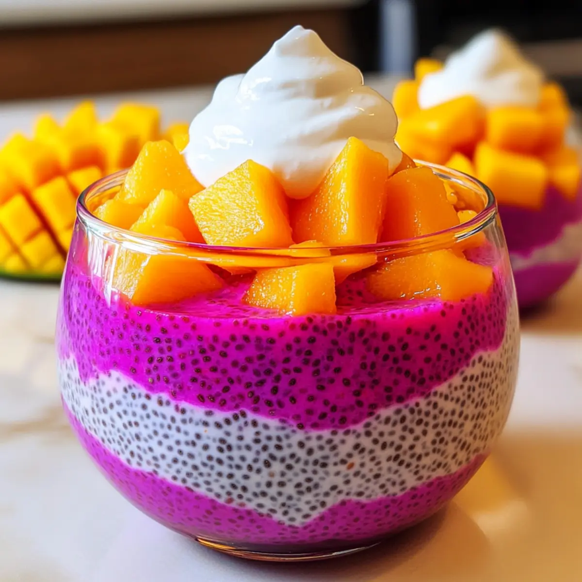 Mango and Dragon Fruit Chia Pudding Parfait oqvqoe