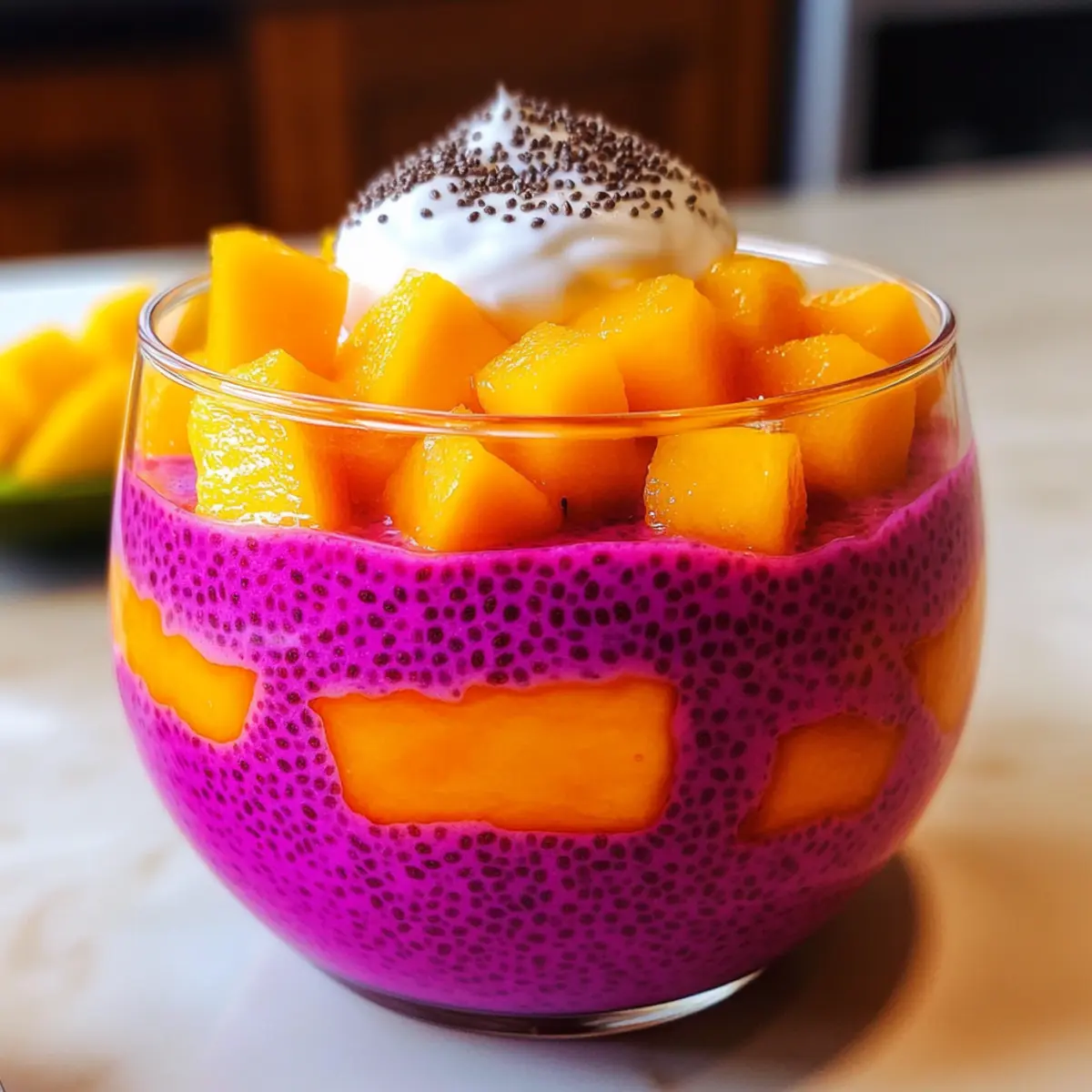 Mango und Drachenfrucht Chia-Pudding Parfait