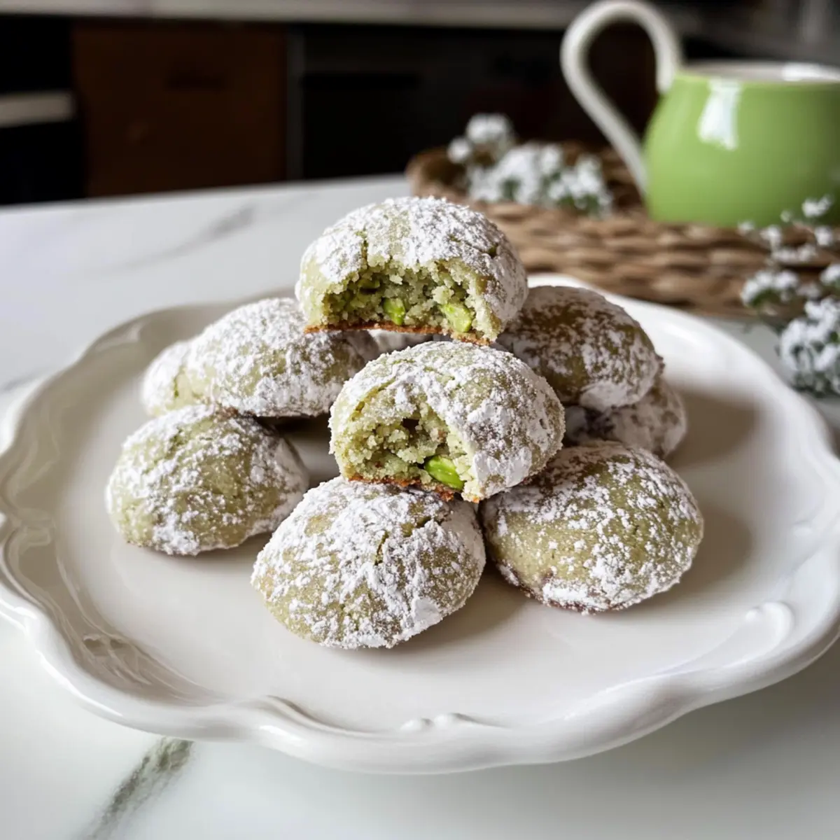 Pistazien Crinkle Cookies: Recipe for soft Christmas cookies (without flour)