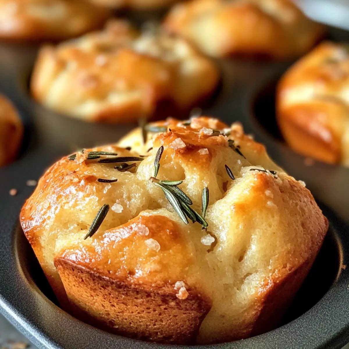 Rosmarin Knoblauch Focaccia Muffins