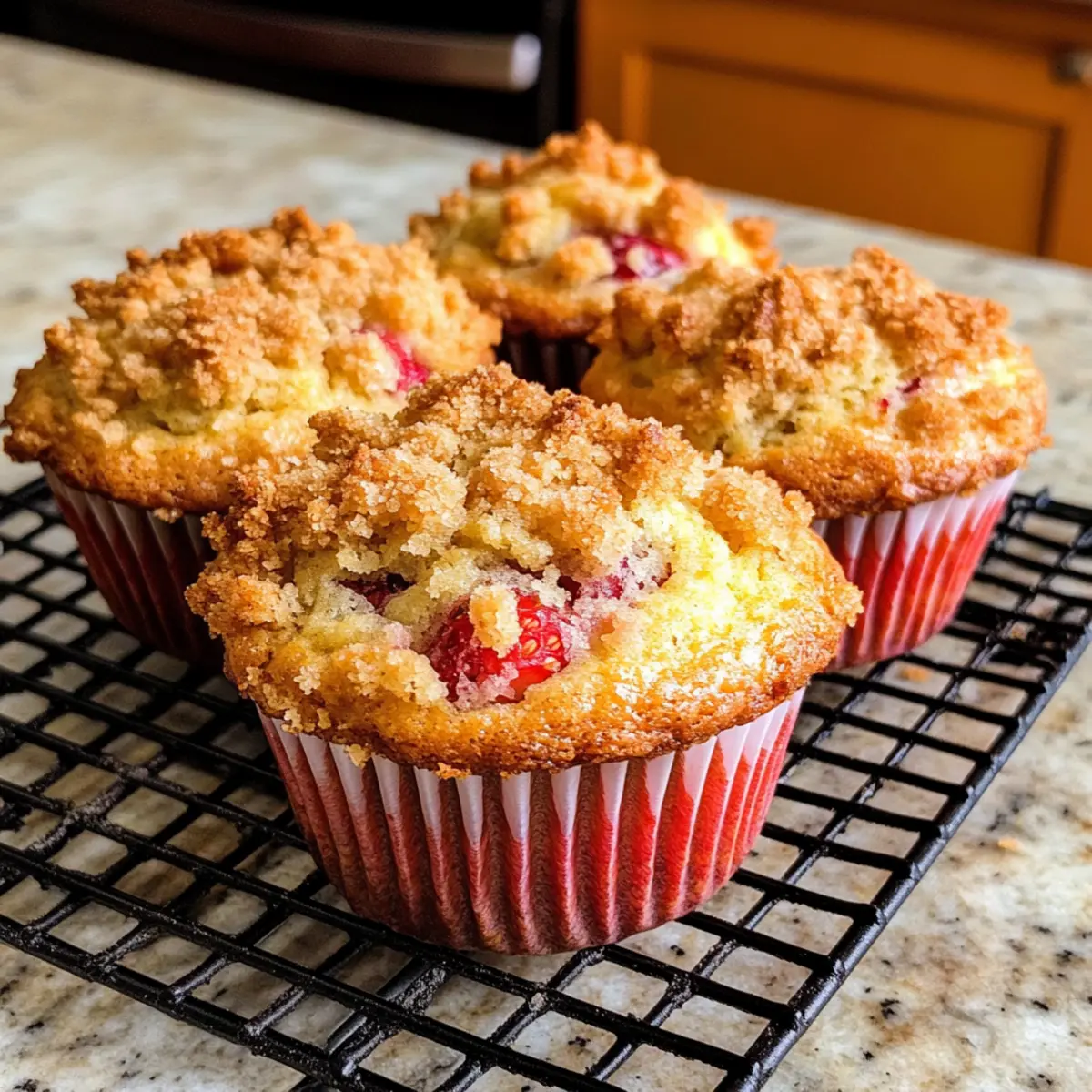 Erdbeer-Rhabarber-Muffins mit Streusel