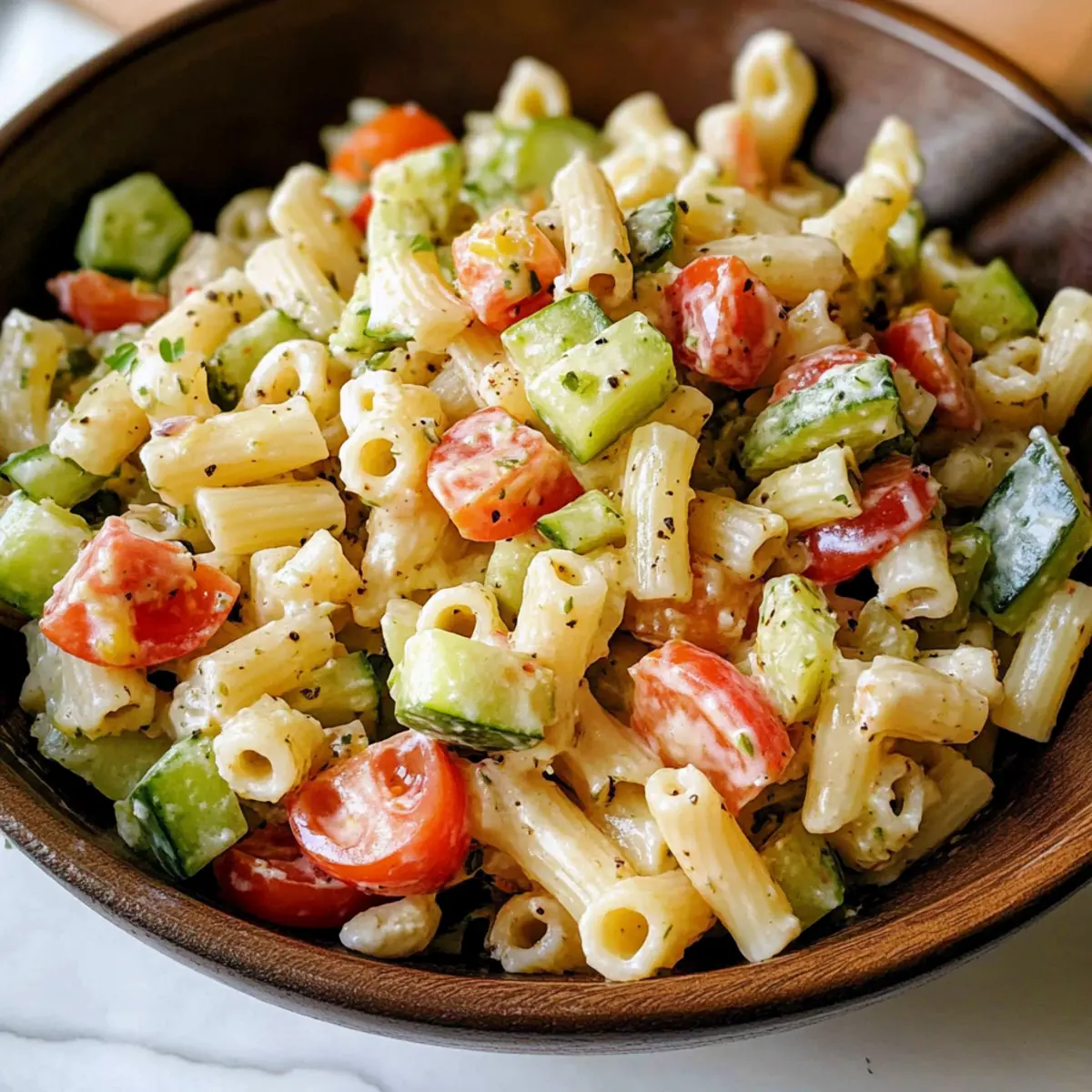 Veganer Nudelsalat (gesund, ohne Mayo)