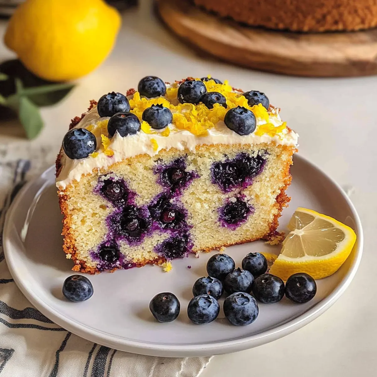 Veganer Zitrone Heidelbeer Kuchen