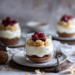 Erdbeer Dessert auf Butterkekse mit frischer Sahne