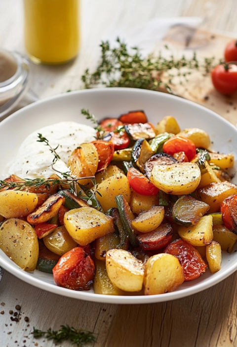 Leckeres Ofengemüse mit Kräuterquark Rezept
