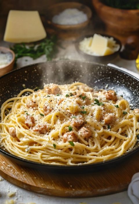 Pasta mit Garnelen cremig und schnell