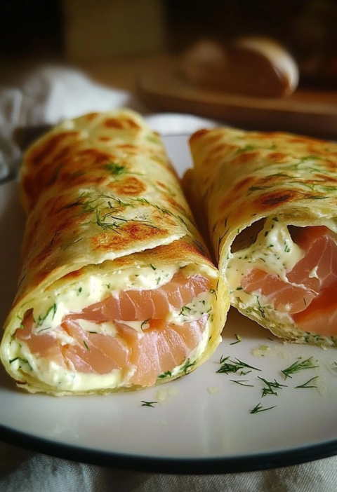 Eier Wraps mit Lachs und Frischkse