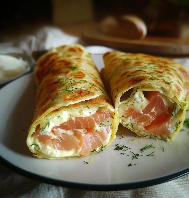 Eier Wraps mit Lachs und Frischkse